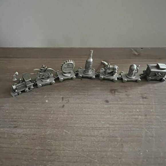 Vintage 1999 Complete Fort Budweiser Anheuser Busch 7 Piece Pewter Train - Picture 7 of 10